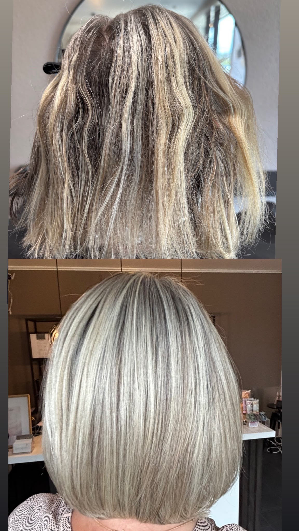 Blonder Bob im Vorher-nachher-Vergleich
